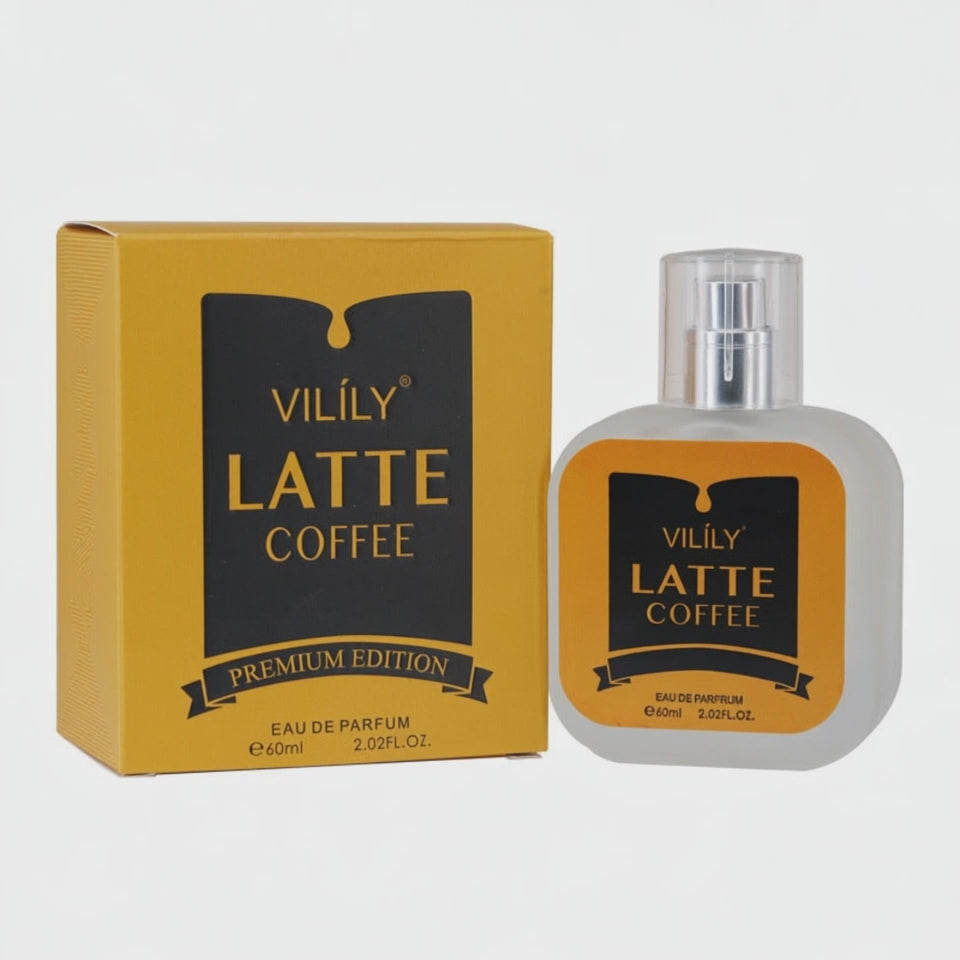 AI-assisted example of the yellow VILILY Latte Coffee 60ml option being sprayed toward a wrist